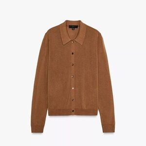 PLAIN POLO COLLAR CARDIGAN